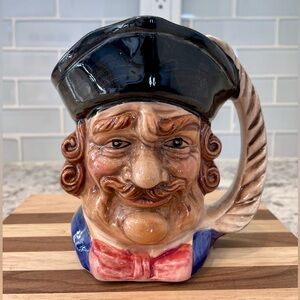 Vintage Ceramic Toby Mug with Black Hat and Red Bow